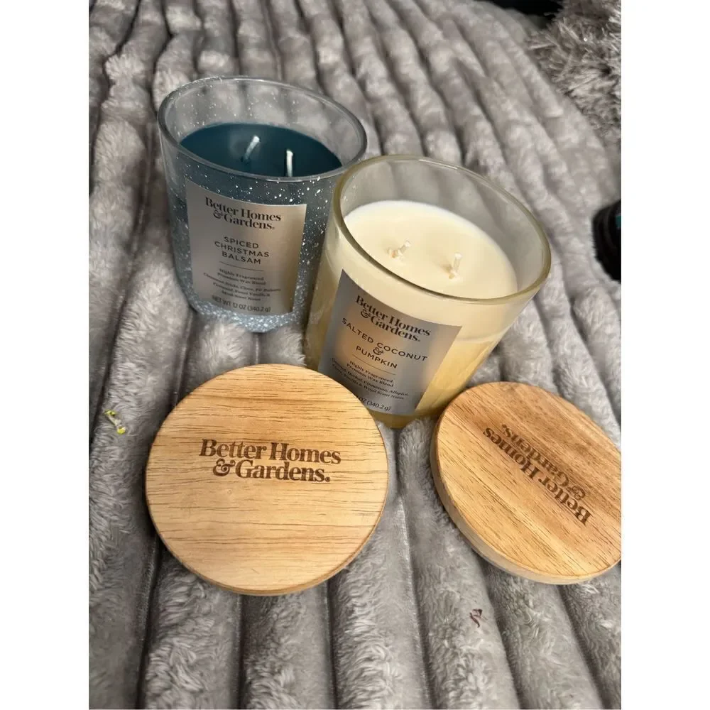 bHG coconut pumpkin & Christmas balsam 2 wick jar candle 12oz nib/nwt